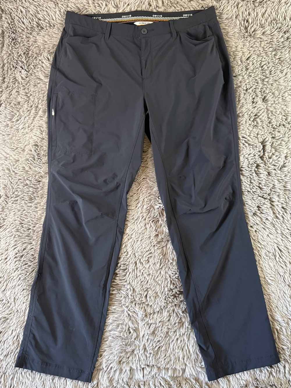 Orvis Men’s Gray Stretch Hiking Pants 36x31 Zip Pocket Outdoor Lightweight